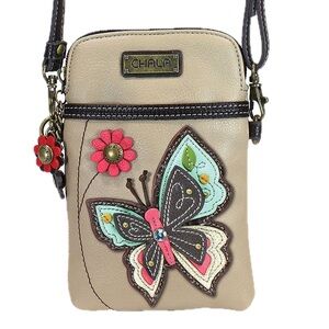 Chala Butterfly Cellphone Crossbody Bag Convertible Strap, Ivory brown nwt